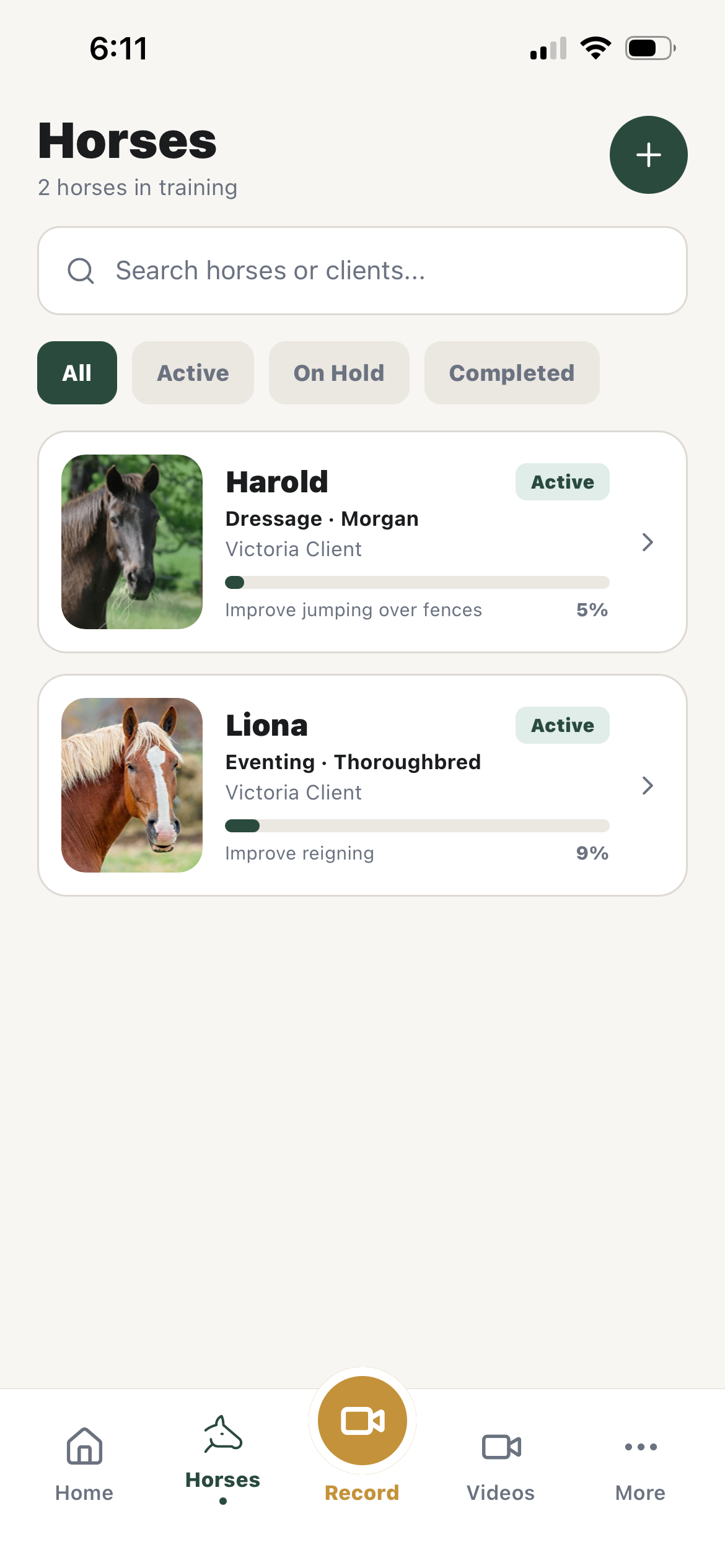 BarnReel mobile app horse profile